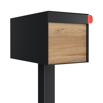 Big Americano Black Mailbox with Woodgrain Front