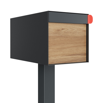Big Americano Anthracite Mailbox with Wood Grain Front