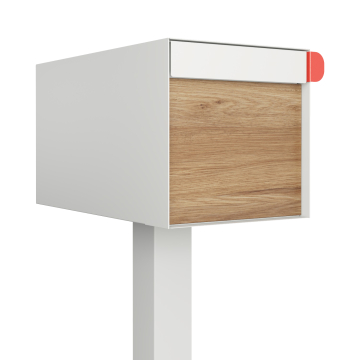 Big Americano White Mailbox with Woodgrain Front