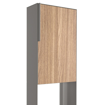Faro Gray Metallic Freestanding Mailbox with Woodgrain Front