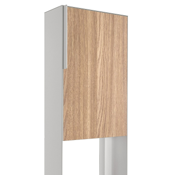 Faro White Freestanding Mailbox with Wood Grain Front