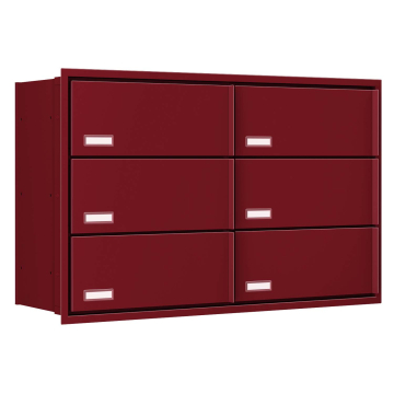 Stockholm In-Wall Mailbox for Six in Red