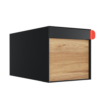 Big Americano Black Mailbox with Wood Grain Front | Wall Mount