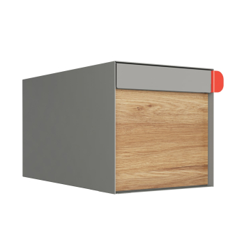 Big Americano Gray Metallic Mailbox with Woodgrain Front | Wall Mount