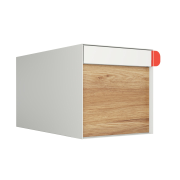 Big Americano White Mailbox with Woodgrain Front | Wall Mount
