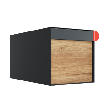 Big Americano Anthracite Mailbox with Wood Decor Front | Wall Mount