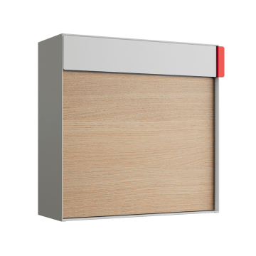 Lathi White Wall-Mount Mailbox with Wood Grain Front