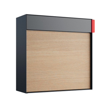 Lathi Anthracite Wall-Mounted Mailbox with Wood-Look Front