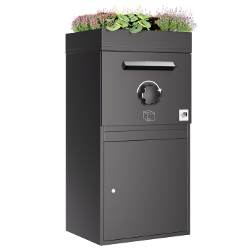 Bochum Package Box with Green Roof - Size XL in Black | Wall Mounting
