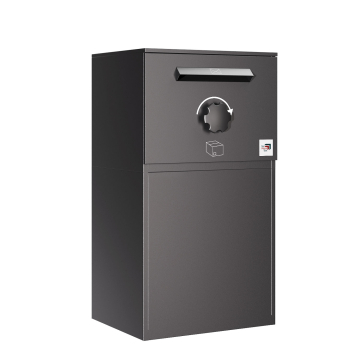 Kiel Parcel Box with Flat Roof  - Size XL in Black | Rear Removal - Freestanding