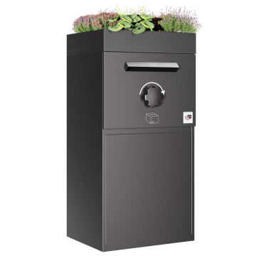 Bremen Parcel Box with Green Roof  - Size XL in Black | Rear Removal - Freestanding