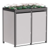 Tilda Double Trash Can Storage Unit, 240L, Light Gray Metallic with Dark Gray Frame