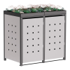 Anna Double Trash Can Enclosure, 120L, Light Gray Metallic with Dark Gray Frame