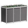 Tilda Triple Trash Can Storage Unit, 240L, Anthracite with Signal Gray Frame