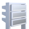 Mailbox unit Stairs for Three, white with stainless steel flap