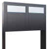 Base for Two Anthracite Mailbox System with Stainless Steel Door