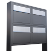 Elegance for Four Mailbox System, Anthracite with Stainless Steel Flap