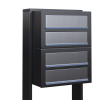 Cube Four-Unit Mailbox System, Anthracite with Stainless Steel Flap