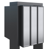Mailbox system with flag for three, anthracite with stainless steel flap
