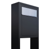 Post box, black base, with stainless steel door