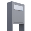 Freestanding Mailbox Base Gray Metallic with Stainless Steel Door