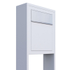 Freestanding Mailbox Base White with Stainless Steel Door