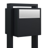 Soprano Black Freestanding Mailbox with Stainless Steel Door