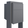 Freestanding Mailbox Big Flag Gray Metallic