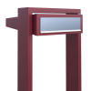 Freestanding mailbox, stairs, red with stainless steel flap.