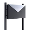 Freestanding Letterbox, Black with Stainless Steel Flap