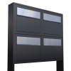 Elegance for Four Mailbox System, Black with Stainless Steel Flap