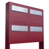 Elegance Mailbox System for Four, Red with Stainless Steel Flap