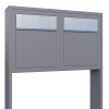 Base for Two Mailbox System, Metallic Gray with Stainless Steel Flap