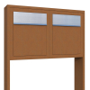 Base for Two Mailbox Unit, Rust Finish with Stainless Steel Door