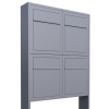 Mailbox System Base for Four, Metallic Gray