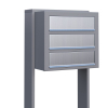 Cube Mailbox System for Three, Metallic Gray with Stainless Steel Flap