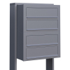 Cube Four-Unit Mailbox, Metallic Gray