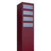 Monolith Mailbox System for Four, Red with Stainless Steel Flap