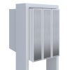 Mailbox with Flag, White for Three Units, Stainless Steel Door