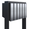 Six Unit Black Mailbox with Stainless Steel Doors