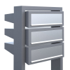 Mailbox unit, Stairs for Three, gray metallic with stainless steel flap