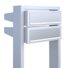 Stairs for Two Mailbox, White with Stainless Steel Flap