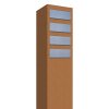 Monolith Mailbox System for Four, Rust Finish with Stainless Steel Flap