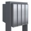 Mailbox with Flag for Four, Gray Metallic with Stainless Steel Flap
