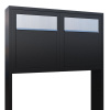 Base for Two Mailbox System, Black with Stainless Steel Flap