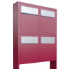 Base for Four Mailbox System, Red with Stainless Steel Flap