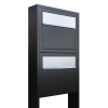Elegance for Two Mailbox System Black with Stainless Steel Door