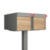 Big Americano for Two Mailbox, Metallic Gray with Wood-Look Front