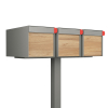 Big Americano for Three Mailbox in Metallic Gray with Woodgrain Front