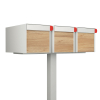 Big Americano for Three Mailbox in White with Wood Grain Front